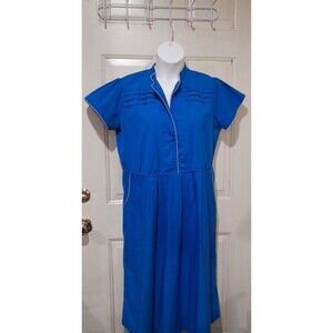 Vintage Townhouse Housedress, Blue L 1950s